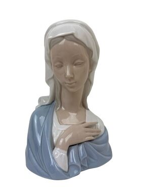 Vintage Lladro Madonna Head Bust Saint Mother Mary Porcelain Glossy #4649